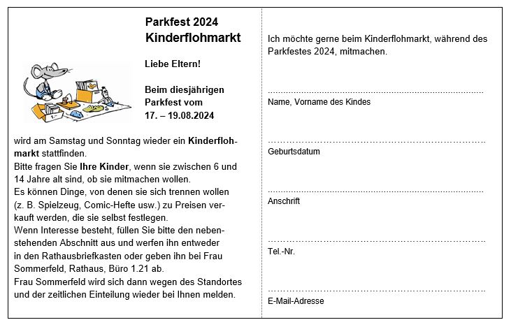 Flohmarkt Parkfest 2024